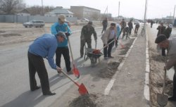 Әкім халықпен бірге сенбілікке шықты